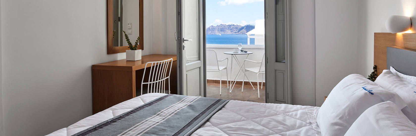 
Santorini View Hotel room with double bed, balcony and sea view