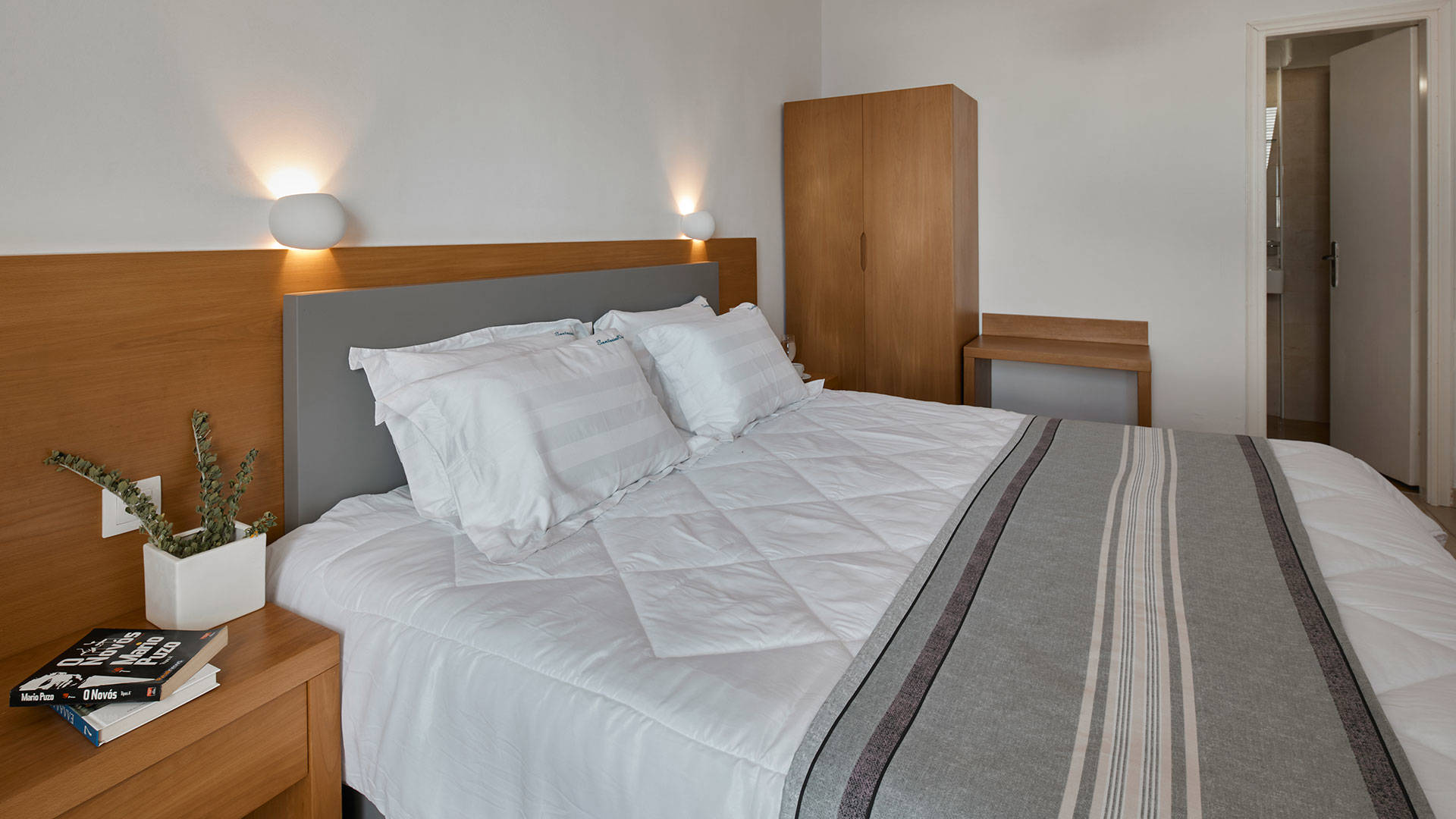 
Santorini View Hotel double bed with white linen